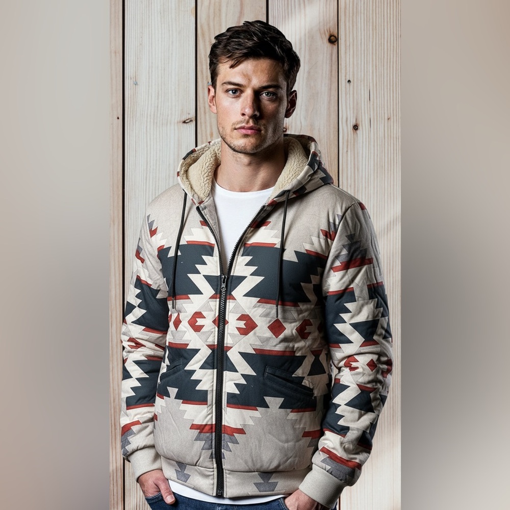 Unisex Western  Pattern Zippered Hoodie